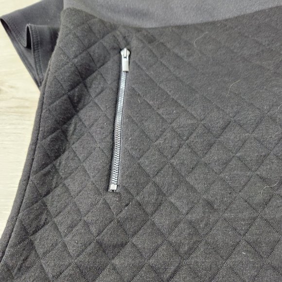 Ann Taylor Black Quilted Skirt Short Sleeve Shift Mini Dress Women's Size M - Picture 11 of 14